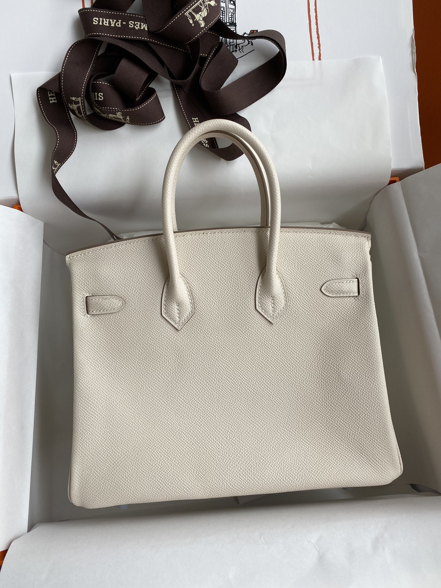 Hermes Birkin 25CM Epsom Leather Handbag Snow White